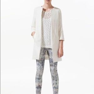 Zara Floral Lace Coat White